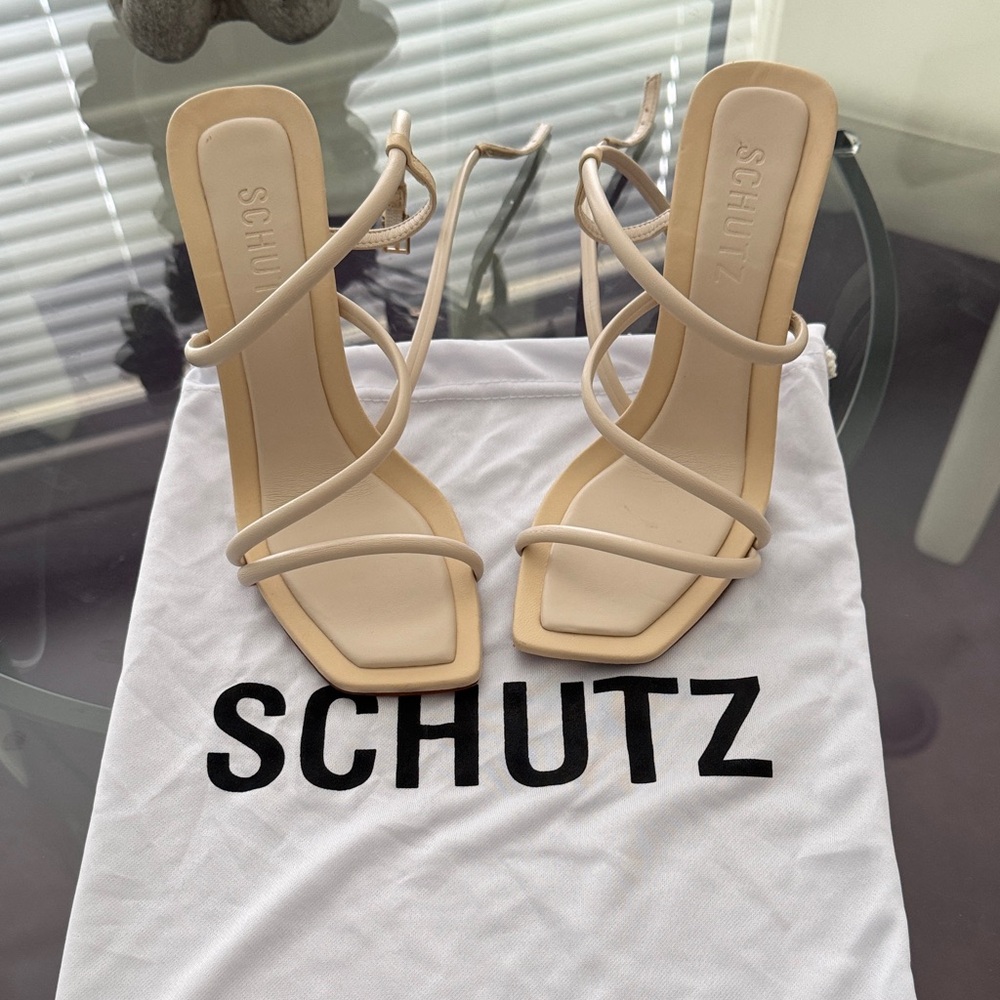 SCHUTZ Women's Beige Strappy Heels